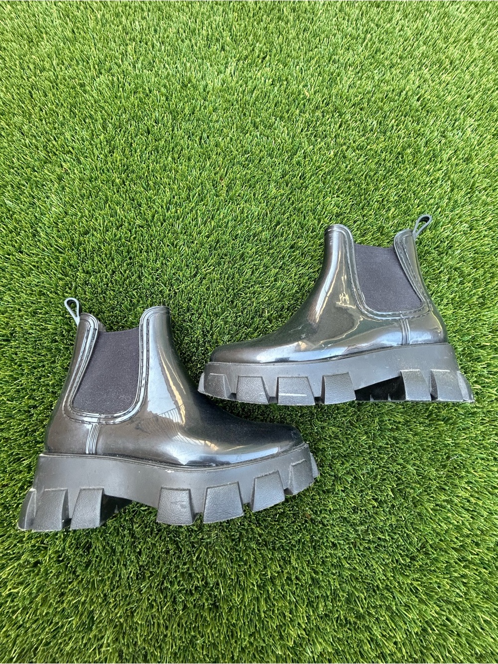 ASOS Black Glossy Chunky Chelsea Booties